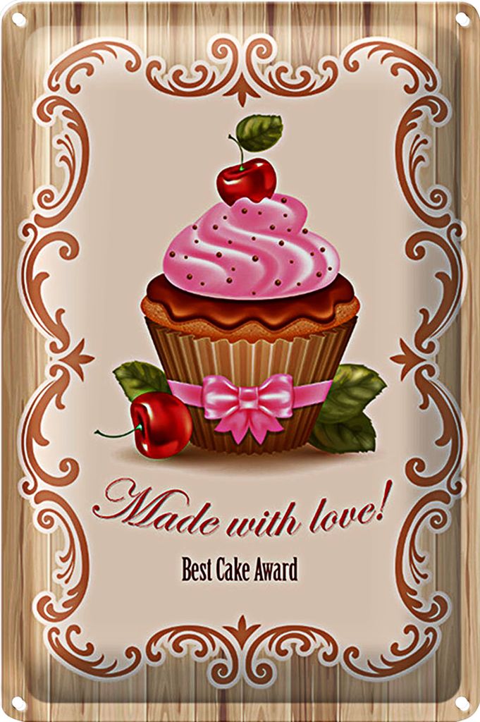 Blechschild Essen 40x30cm best Cupcake award with Love
