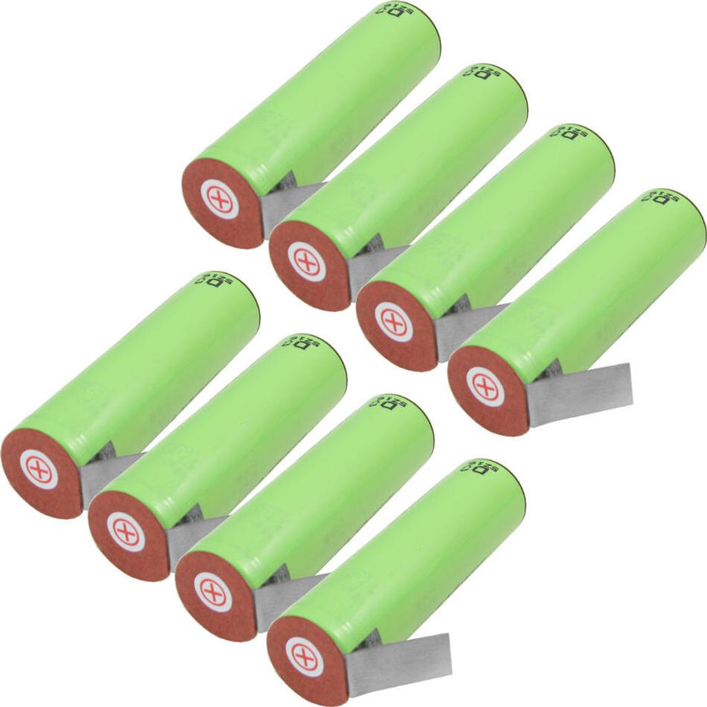 Trade-Shop 8x Panasonic NCR18650PF mit Z-Lötfahne versetzt Lithium-Ion Akku Zelle 2900mAh 3,6V/3,7V 10A Entladestrom Flat-Top Flach