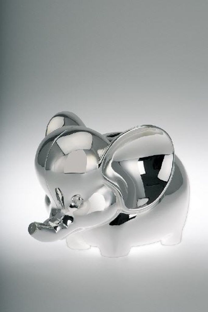 Spardose Elefant versilbert L 14,0cm, H 10 cm