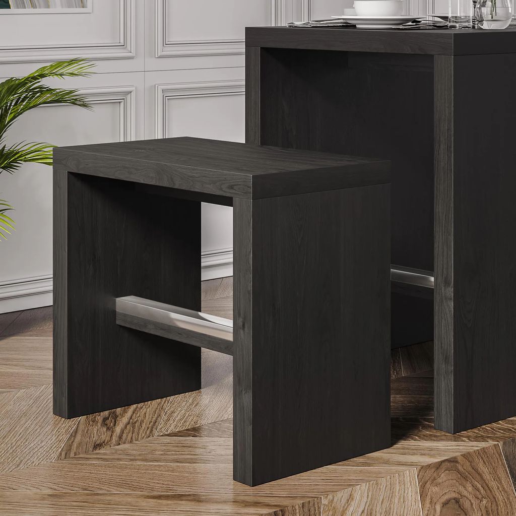 BRASIL | Bistro Holzbank | Wenge/Schwarz | B:T:H 34 x 70 x 76 cm | Sitzbank Holz, Hochbank Bar, Barbank aus Holz