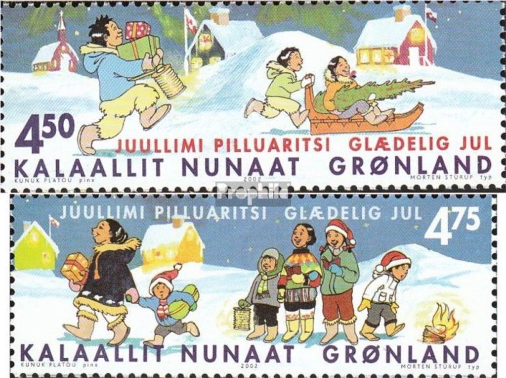 Briefmarken Dänemark - Grönland 2002 Mi 389-390 (kompl.Ausg.) postfrisch Weihnachten