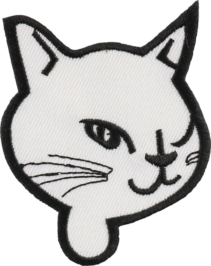 Aufnäher - Katzenkopf - weiß-schwarz