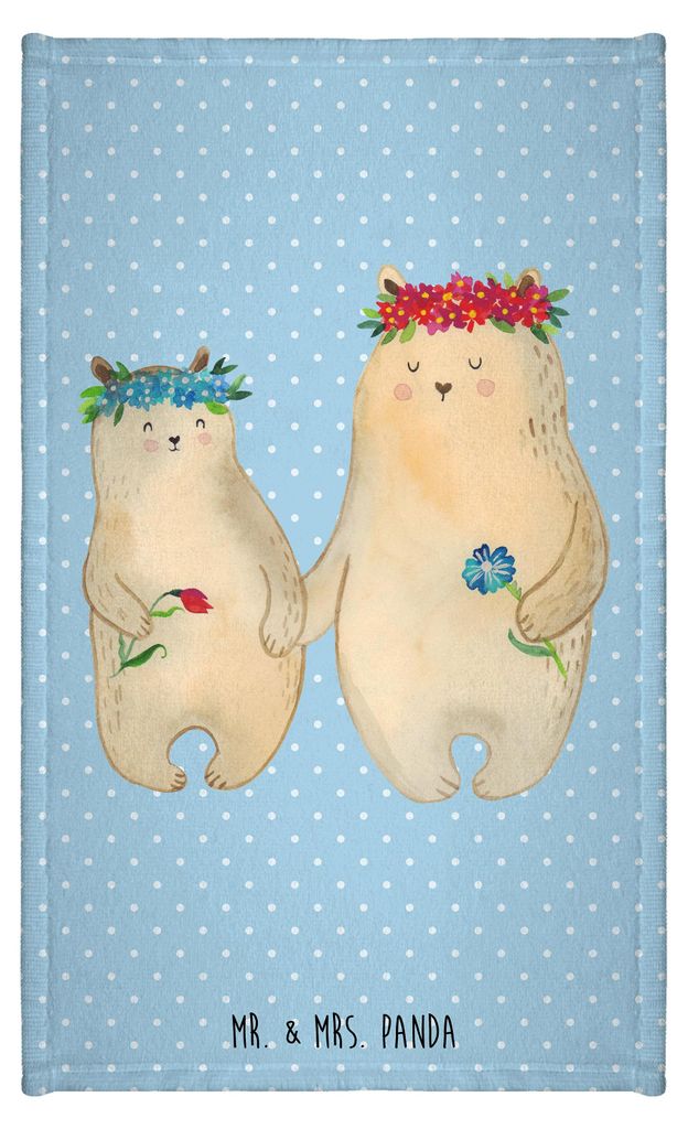 Mr. & Mrs. Panda Handtuch Bären mit Blumenkranz - Blau Produktbild 