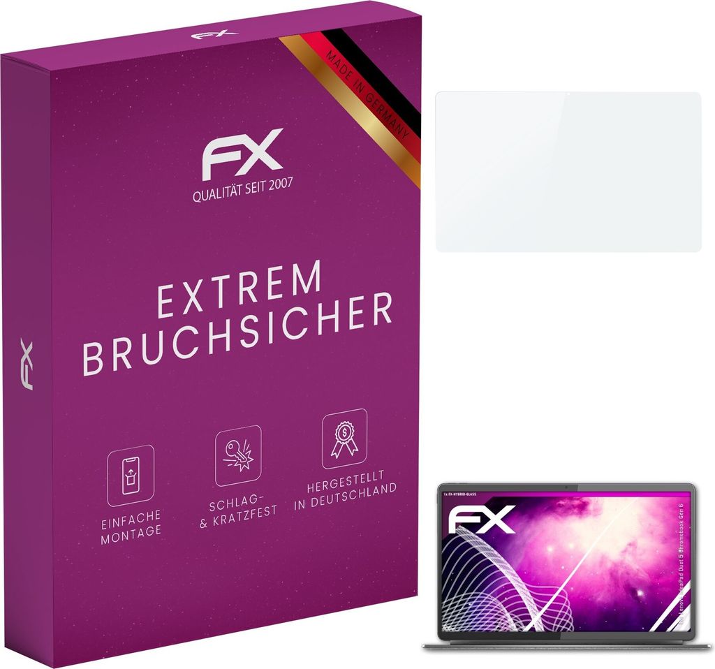 atFoliX FX-Hybrid-Glass Displayfolie kompatibel mit Lenovo Idea Pad Duet 5 Chromebook (Gen 6) Glasfolie