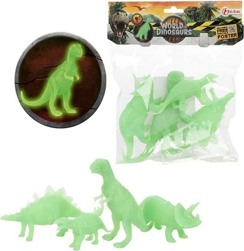 ToiToys TOITOYS WORLD OF DINOSAURS Dinosaurier nachleuchtend -4St.