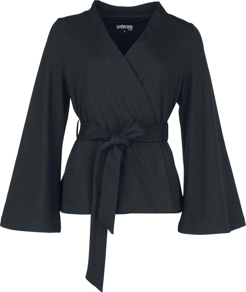 Gothicana by EMP Damen schwarze Kimono-Blazerjacke mit Gürtel L