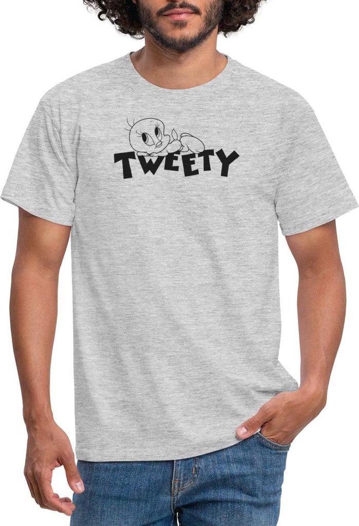 Spreadshirt Looney Tunes Tweety Ausmalmotiv Männer T-Shirt, S, Grau meliert