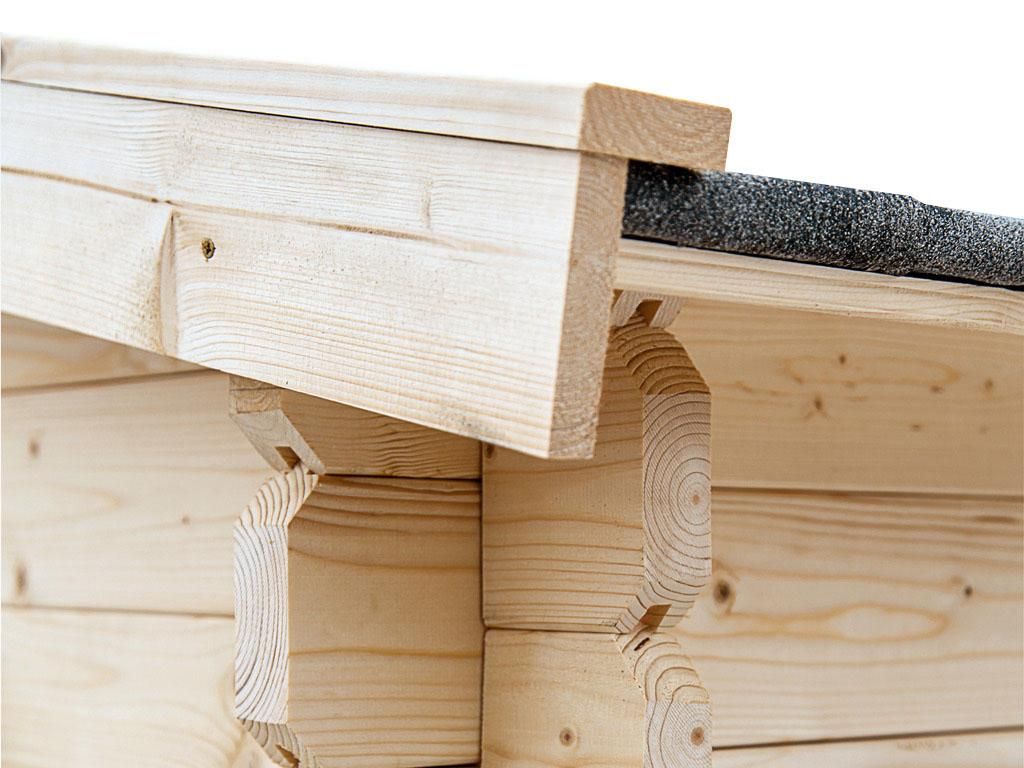 Gartenhaus Blockbohlenhaus CA2976 28 mm naturbelassen mit 2 m Anbau