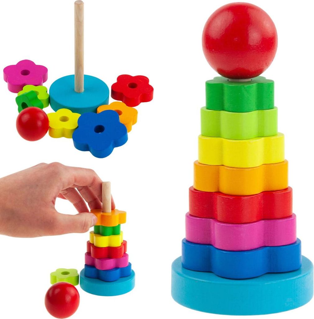 Tg67026 Drevené Bloky Veža Puzzle Sorter Pyramída Obrázok produktu 