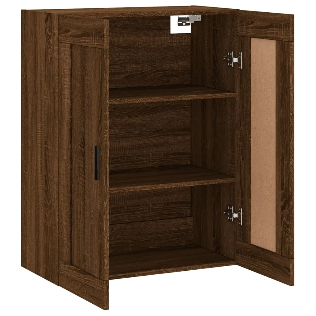Meuble de rangement mural marron aspect chêne 90 cm en bois robuste - 8