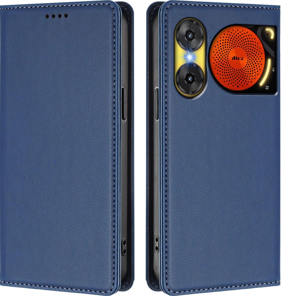 Handyhülle für ZTE Nubia Music 2, Kunstleder Klapphülle Stoßfeste Magnetische Hülle mit Ständer Dunkelblau