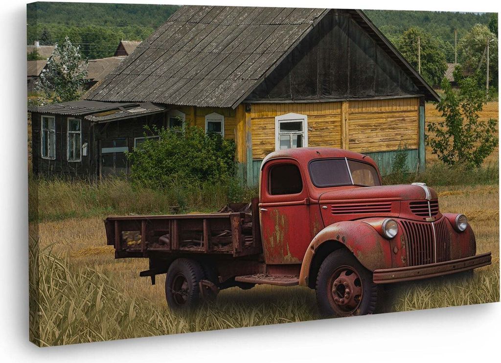 Truck Oldtimer Pickup Wandbild Leinwandbild Kunstdruck XL Wanddeko: 90x60x4cm