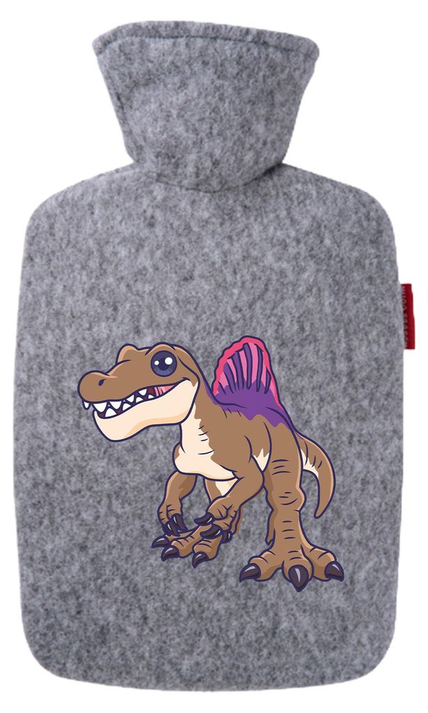 Huuraa Wärmflasche Spinosaurus Dinosaurier 1,8 Liter Filz Classic Filzbezug Bettflasche Geschenkidee