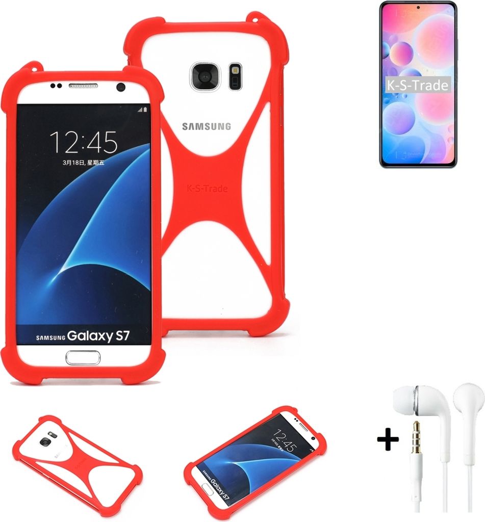 Handy-hülle + Kopfhörer kompatibel mit UMIDIGI A9 Max Schutz-hülle Bumper Silikon Schutz Hülle Cover Case Silikoncase Silikonbumper TPU Softcase