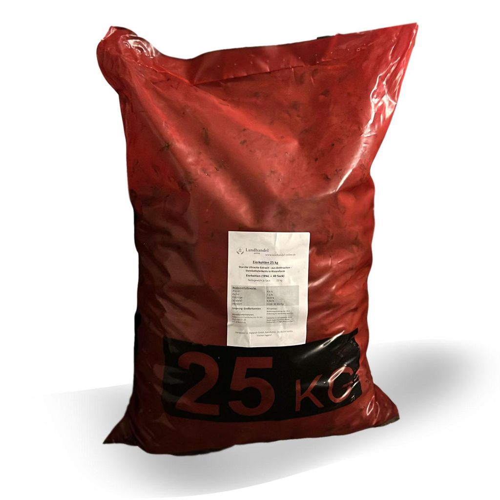 Landixx Eierkohlen 25 kg Steinkohle aus Anthraziten Kohle Brikett Nuss