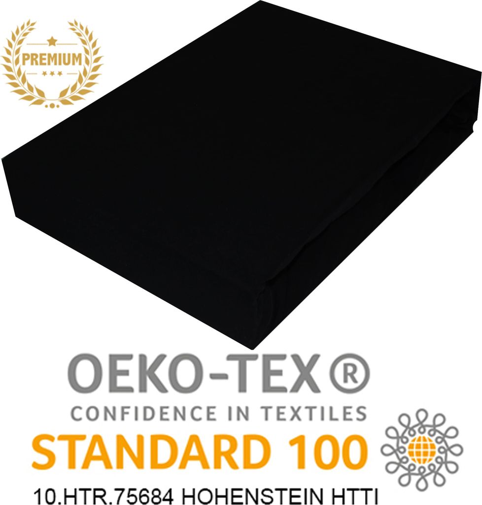 Spannbettlaken Jersey Bettlaken Betttuch Laken mit Gummizug 100% Baumwolle 80x200 cm SCHWARZ PREMIUM