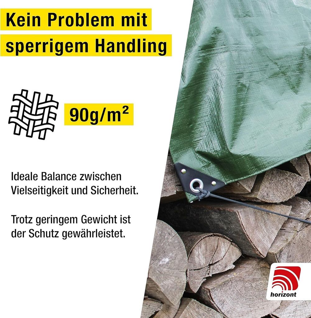 Abdeckplane grün 90g/m², Plane 3x3m mit verstärkten Ecken, Produktbild 7