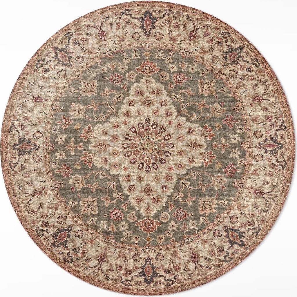 Persische Motive voller Reichtum – Vinyl Fußmatte – Ø 110cm – Rutschfest – Pflegeleicht & Langlebig