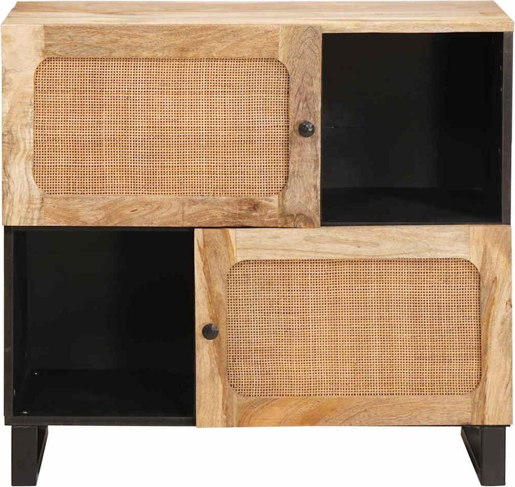 "Dezember-Aktion" Sideboard - mit Speicher Braun 80 x 33,5 x 75 cm - Massivholz Mango - CD- & DVD-Regale LL2133