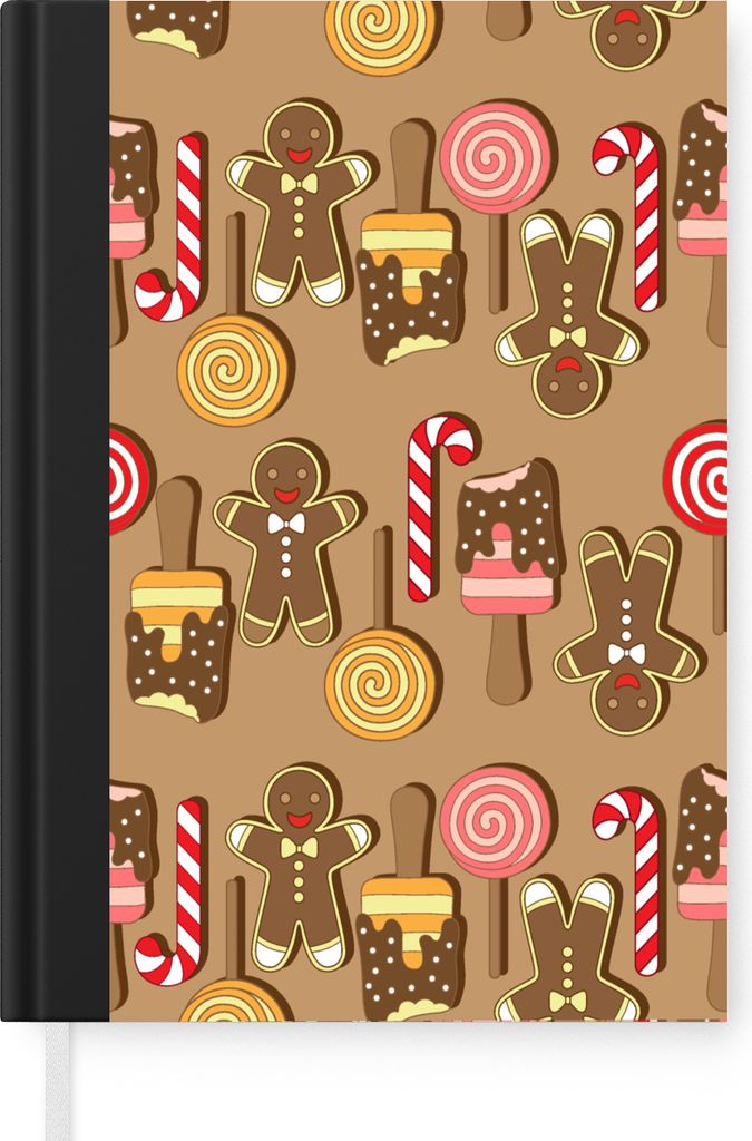 MuchoWow Notizbuch Tagebuch Haushaltsbuch Notebook A5 Weihnachten - Plätzchen - Süßigkeiten - Muster - Notizblock - Notizheft - Notebook - Sch...