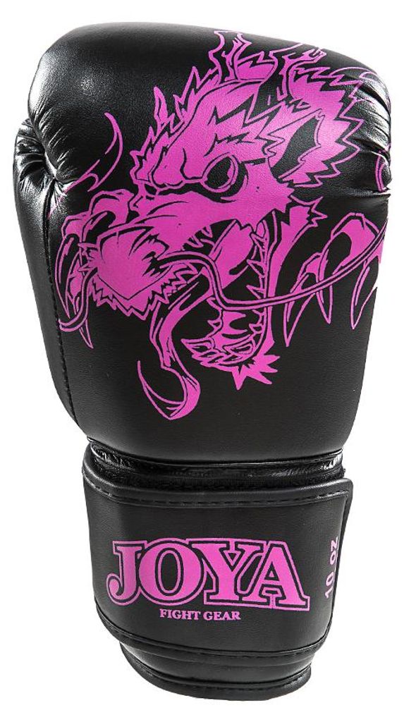 Joya Dragon Kickboxhandschuhe Polyurethan- Schwarz mit Rosa - 6 oz.
