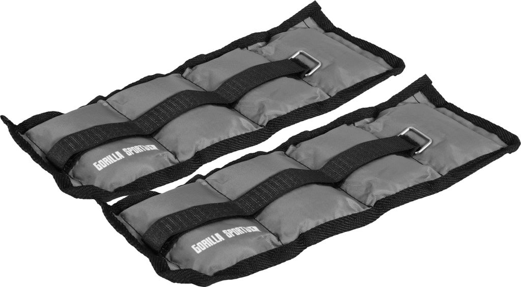 A pair of gray and black weight cuffs for wrists or ankles.
