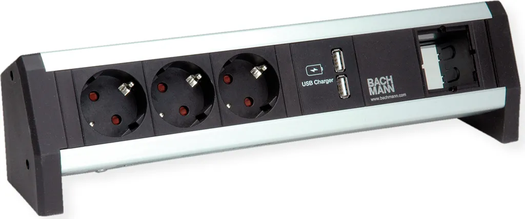 Bloc Prise de Bureau Desk1 BACHMANN avec USB et 3 Connecteurs de Terre