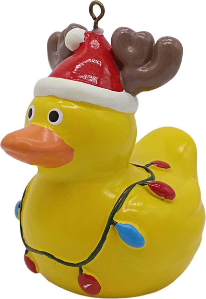 Weihnachtsente zum Aufhängen, Dekoration für drinnen und draußen, Weihnachtsbaum, zum Aufhängen, Elchhorn-Schal, gelbe Ente, Harz-Ornament, Anh...
