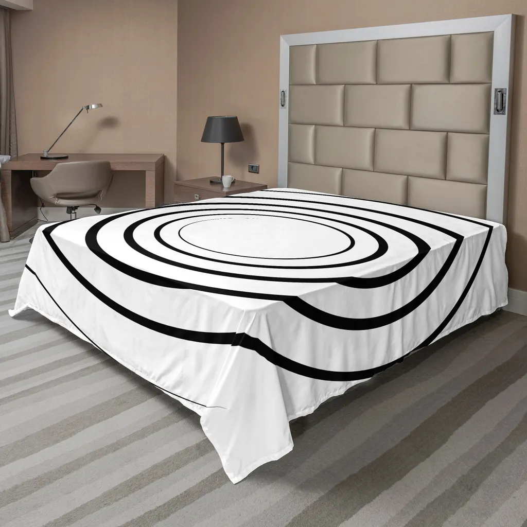 Lenzuolo Design 3D ABAKUHAUS Spiers | Bianco Nero Astratto 260x228 cm