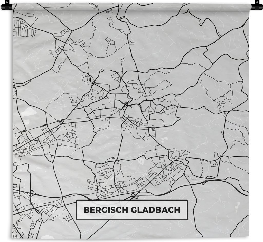 MuchoWow Wandteppich Wandbehang Stadtplan - Deutschland - Karte - Bergisch Gladbach 150x150 cm Tapisserie Dekoration Wandtuch - Wohnaccessoires -...
