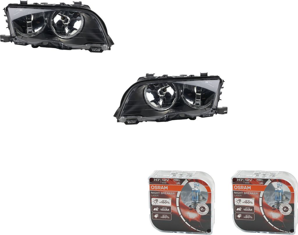 Johns, Scheinwerfer Osram Night Breaker Laser passend für BMW 3er E46 ab 98-01 Li Re. 63126902745 63126906493 6902745 6906493 63126902746 63126906494