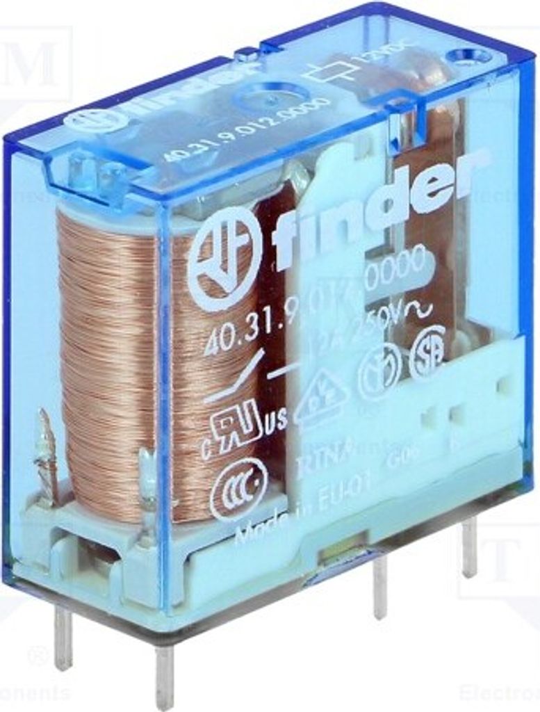 1x Relais: elektromagnetisch USpule : 12VDC 10A/250VAC Mini 40.31.9.012.0000 Ele