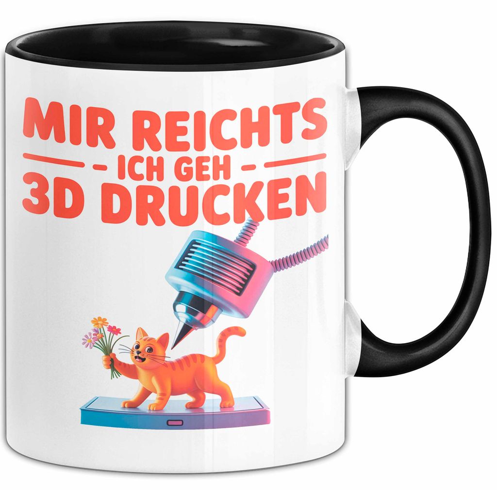 3D Drucker Printing Tasse Geschenk Lustige Geschenkidee Spruch Mir Reichts Ich Geh 3D Drucken (Schwarz)