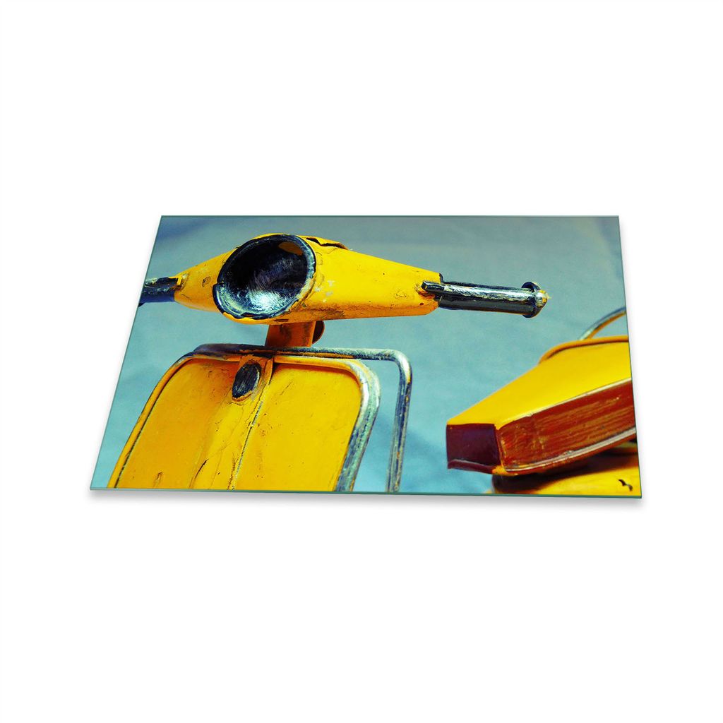 Herdabdeckplatte Glaskeramik 1 Teilig 80x52 Retro Gelb Abdeckung Glas Spritzschutz