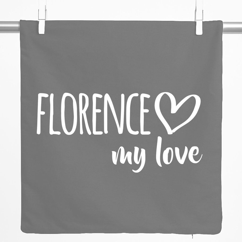 Huuraa Kissenbezug Florence my love 40x40cm Steel Grey Baumwolle Dekokissenbezug Geschenkidee