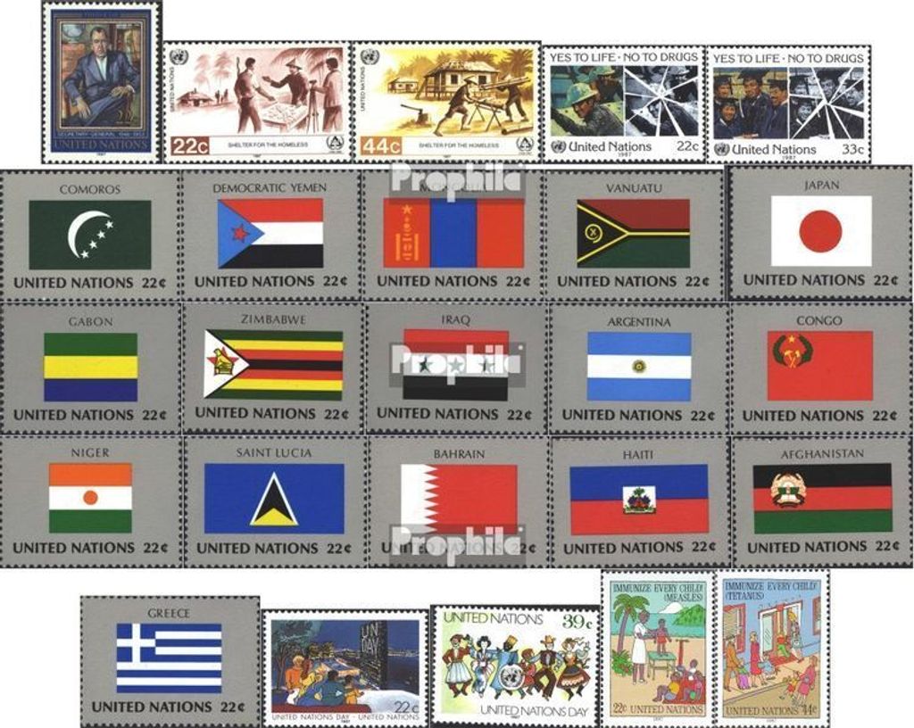 Briefmarken UNO - New York 1987 Mi 519-543 (kompl.Ausg.) Jahrgang 1987 komplett postfrisch Sondermarken