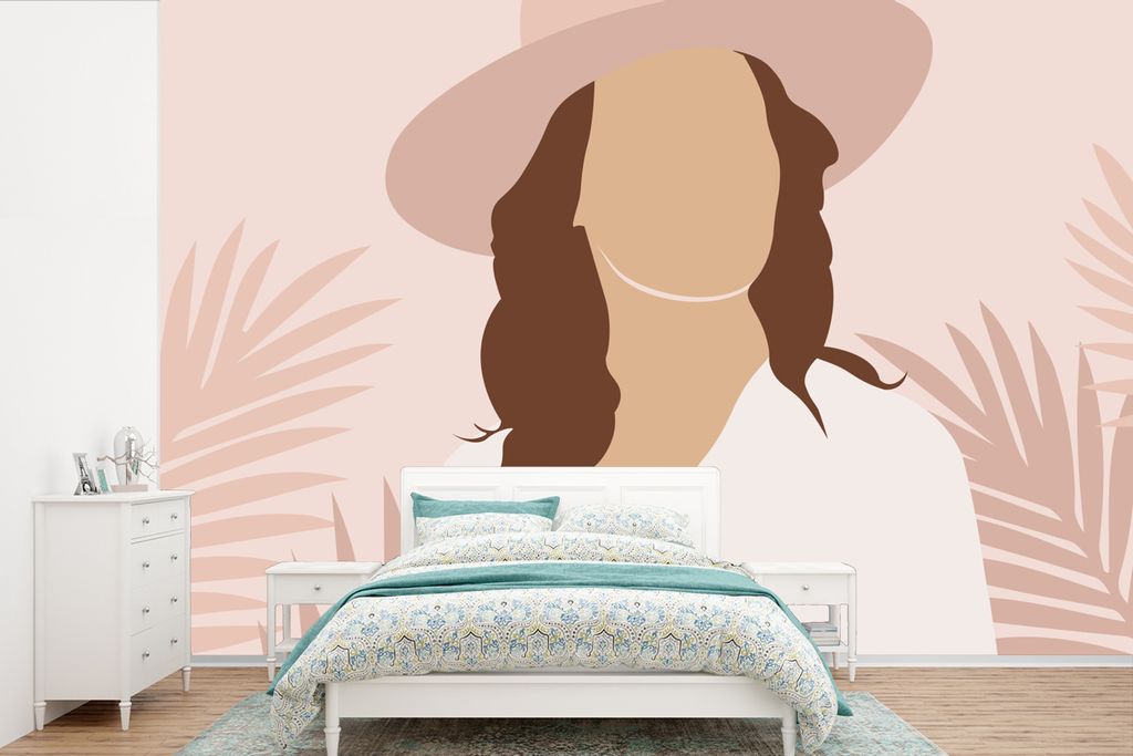 MuchoWow Fototapete für Wohnzimmer oder Schlafzimmer Wandtapete Vinyl Motivtapete Sommer - Frau - Laub - 390x260 cm - Papiertapete