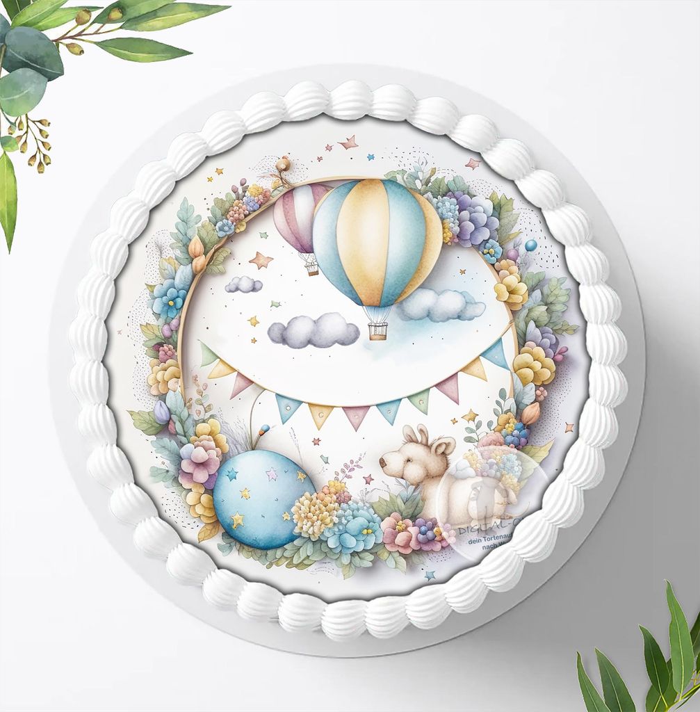 Für die Geburtstags Torte ein Tortenaufleger, Zuckerbild mit dem Motiv: Taufe, Essbares Foto für Torten, Fondant, Ø 20cm, 1778z