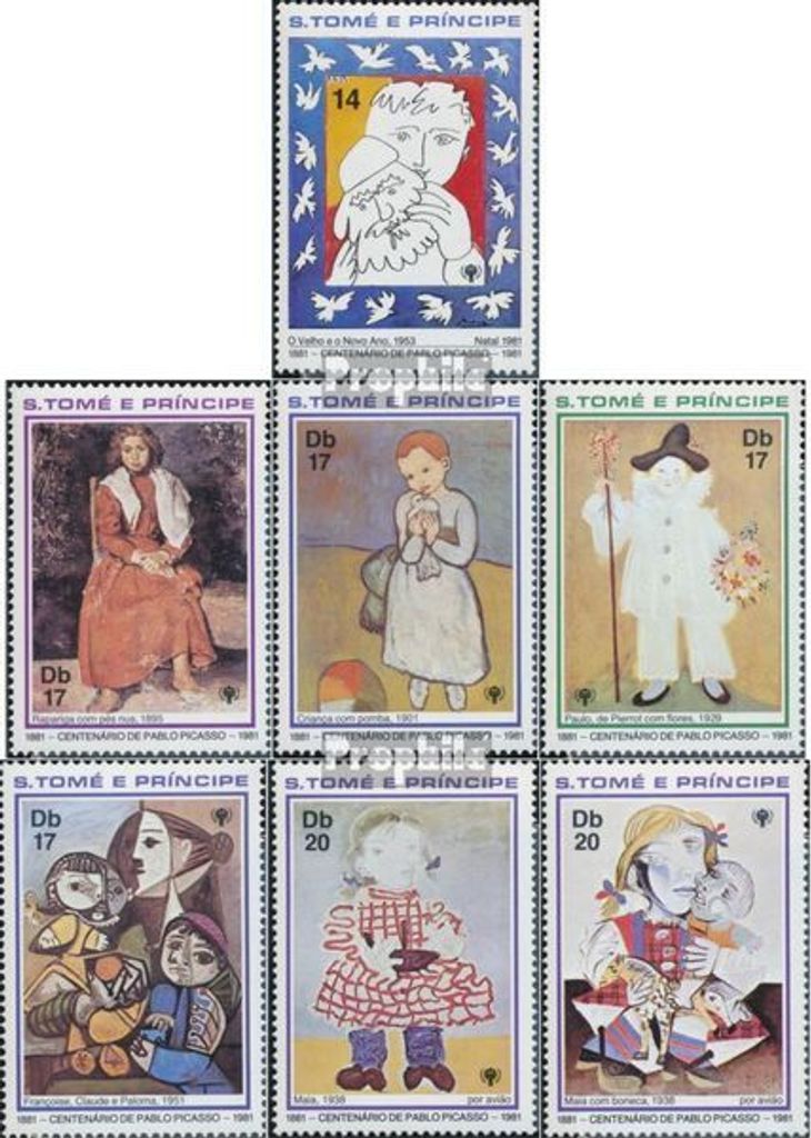 Briefmarken Sao Tome e Principe 1981 Mi 714A-720A (kompl.Ausg.) postfrisch Pablo Picasso