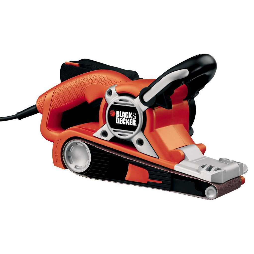 A Black & Decker belt sander is shown against a white background.