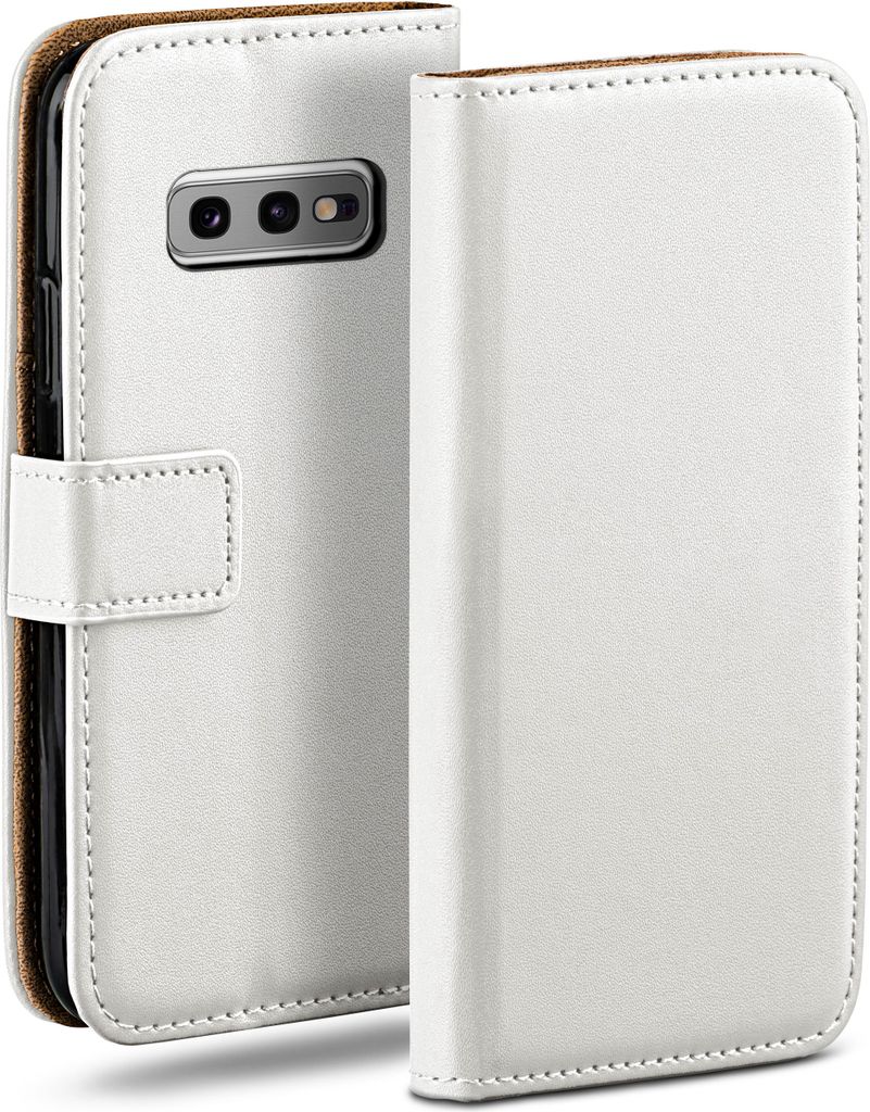 moex Book Case kompatibel mit Samsung Galaxy S10e - Hülle 360 Grad klappbar, Weiß
