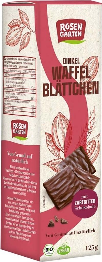 Dinkel Waffelblättchen - Zartbitter 125g Produktbild 