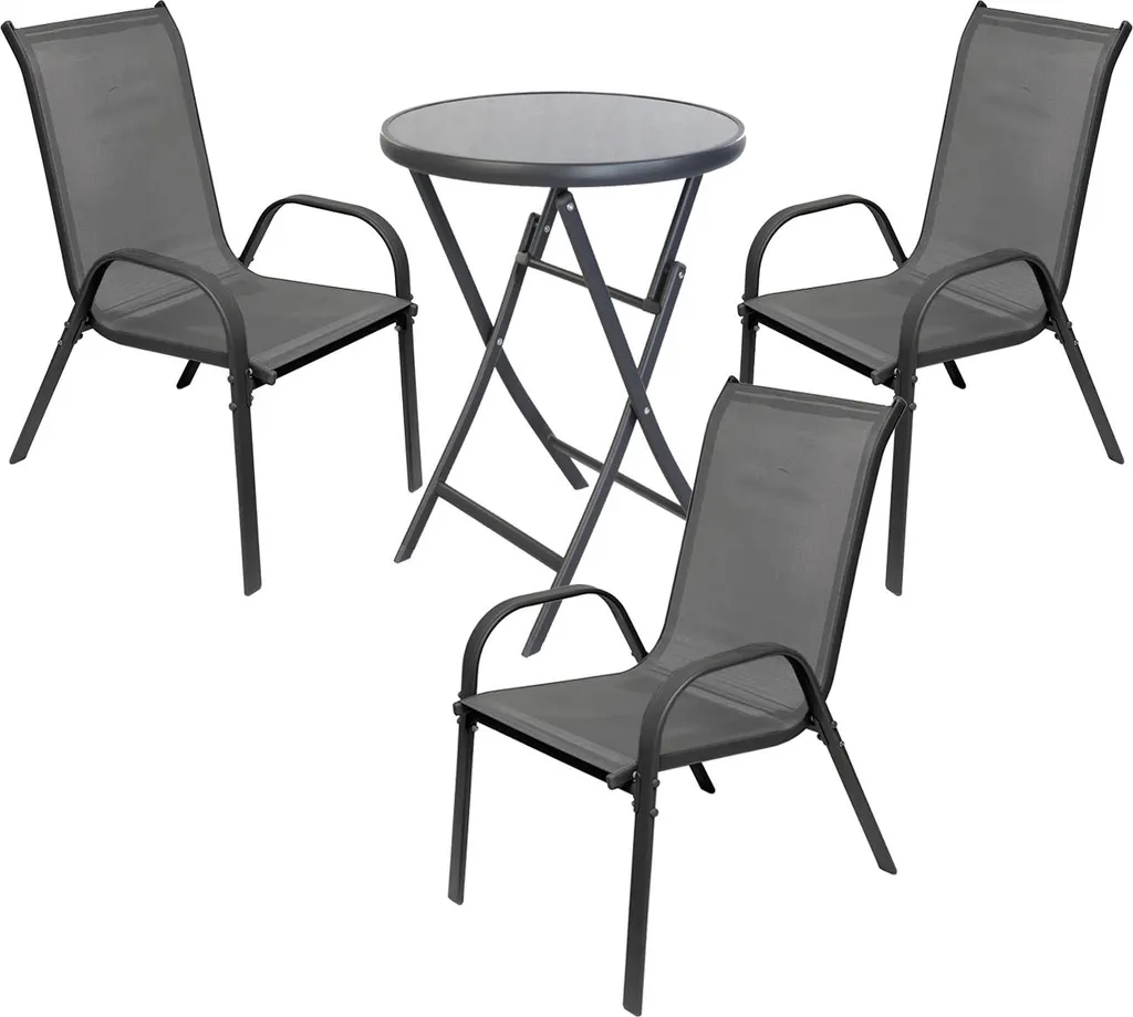 Elegante set bistrot da 4 pezzi per giardino, balcone e terrazza