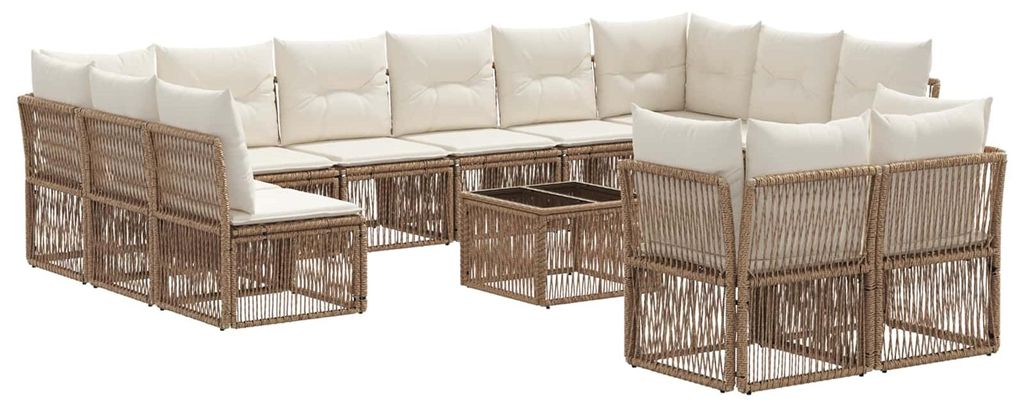 vidaXL Gartensofa-set 13 pcs Beige Poly-Rattan