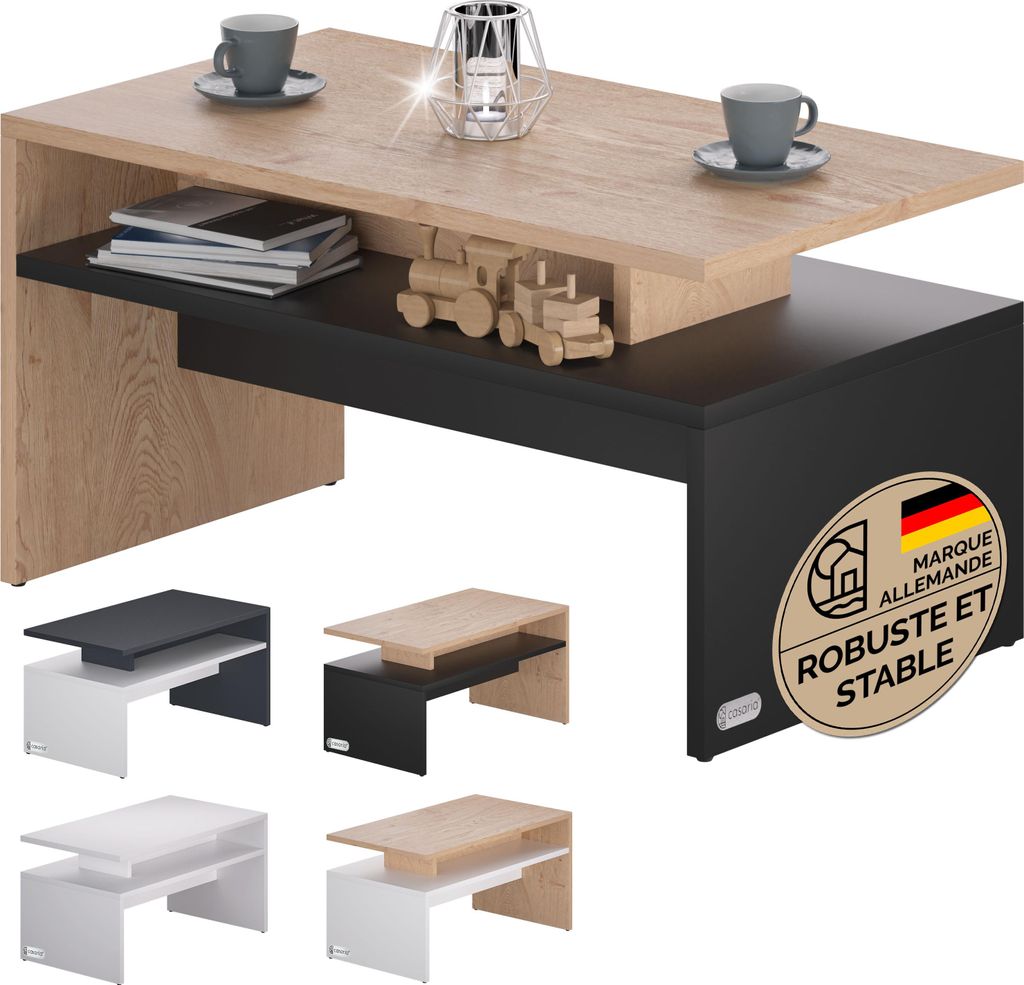 Casaria® Table Basse rectangulaire Bois Gris 95x55x50cm Image du produit 