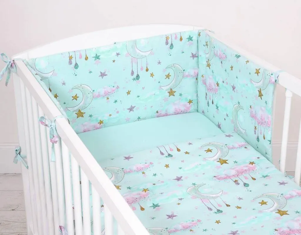 Parure lit coton Mint Moons - Linge de lit enfant doux et respirant - 4