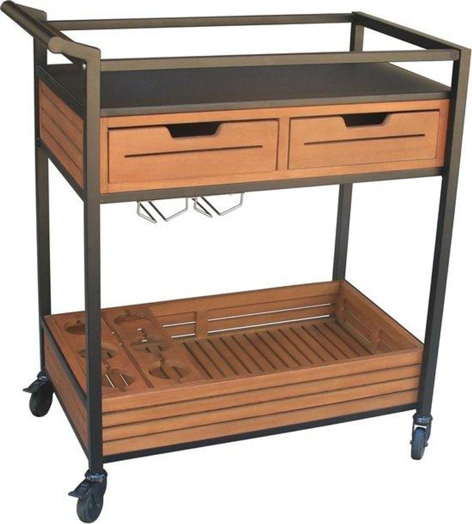 Eucalyptusholz-Aluminium-Serveerwagen für Außenbereich