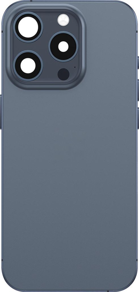 Clappio, Akkudeckel für iPhone 15 Pro mit vormontiertem Rahmen & MagSafe Modul, Blau