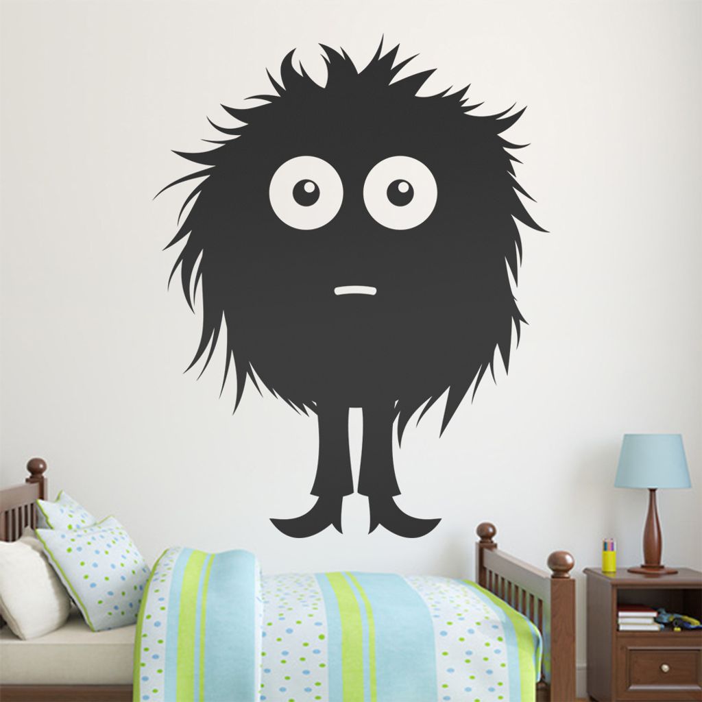 KIWISTAR Haariges kleines Monster Wandtattoo in 6 Größen - Wandaufkleber Wall Sticker - Dekoration, Küche, Wohnzimmer, Schlafzimmer, Badezimmer