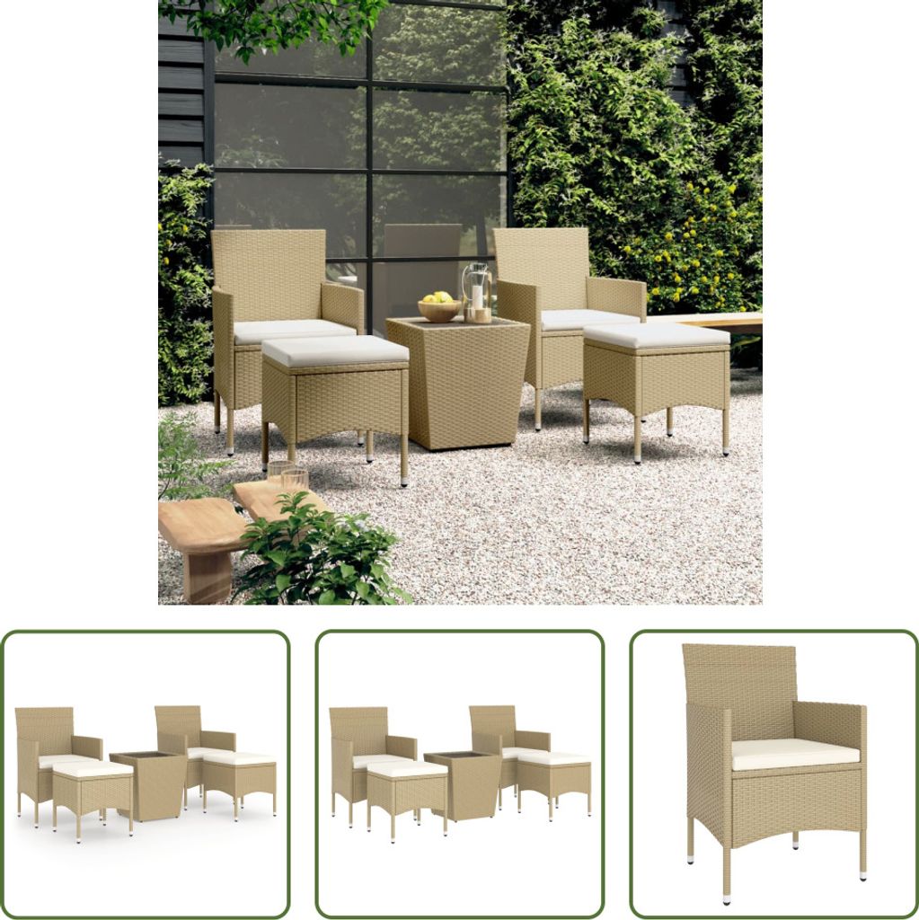 The Living Store 5-tlg. Garten-Bistro-Set Poly Rattan und Produktbild 